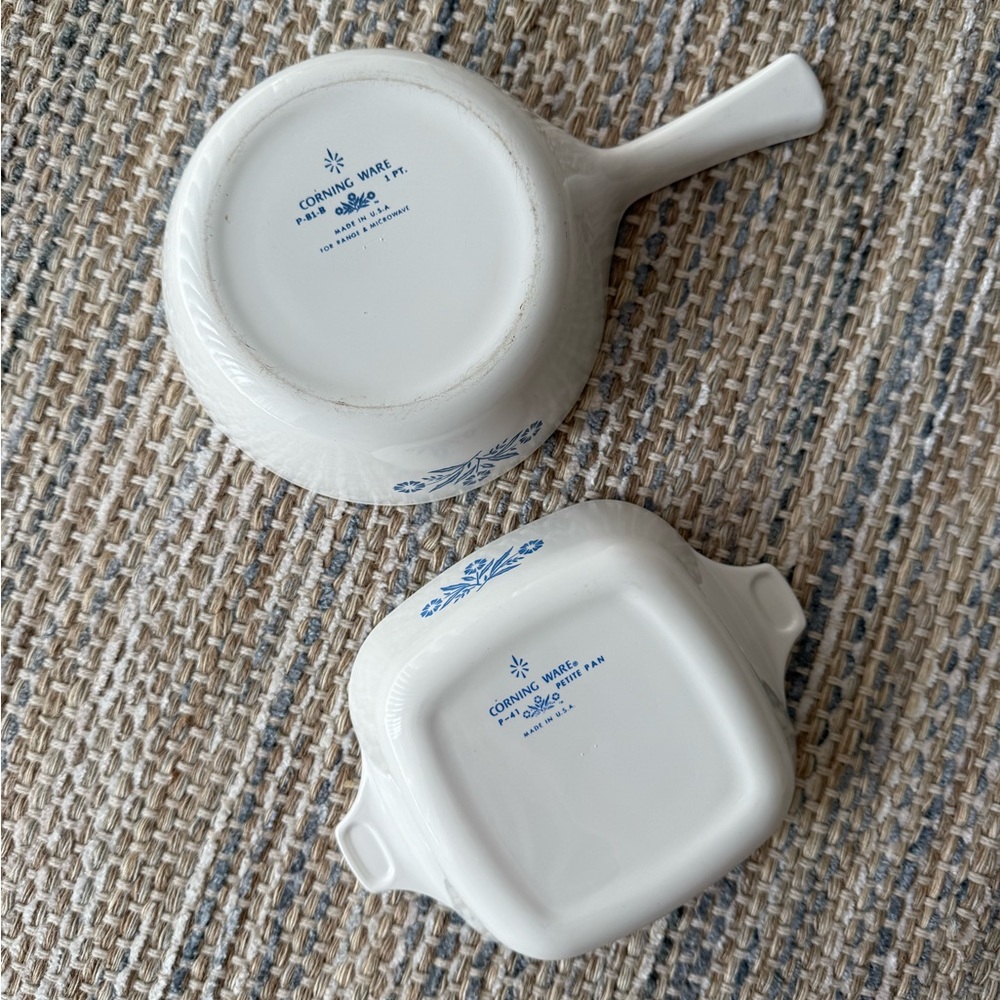 Corning Ware Blue Cornflower Petite Pan and 6.5” skillet pair set